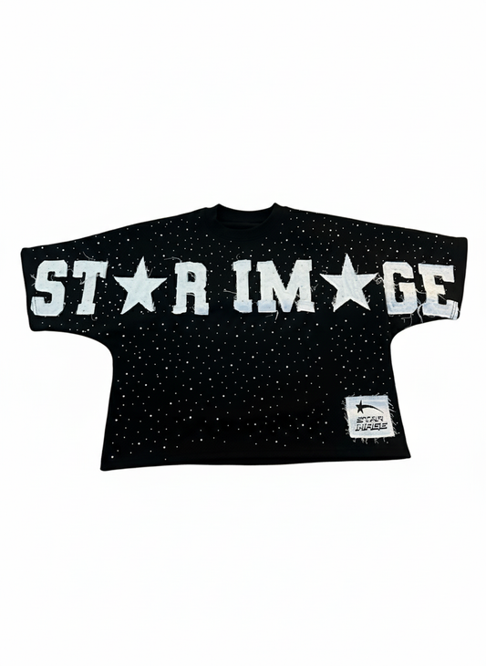 Black Rhinestone Cropped Tee