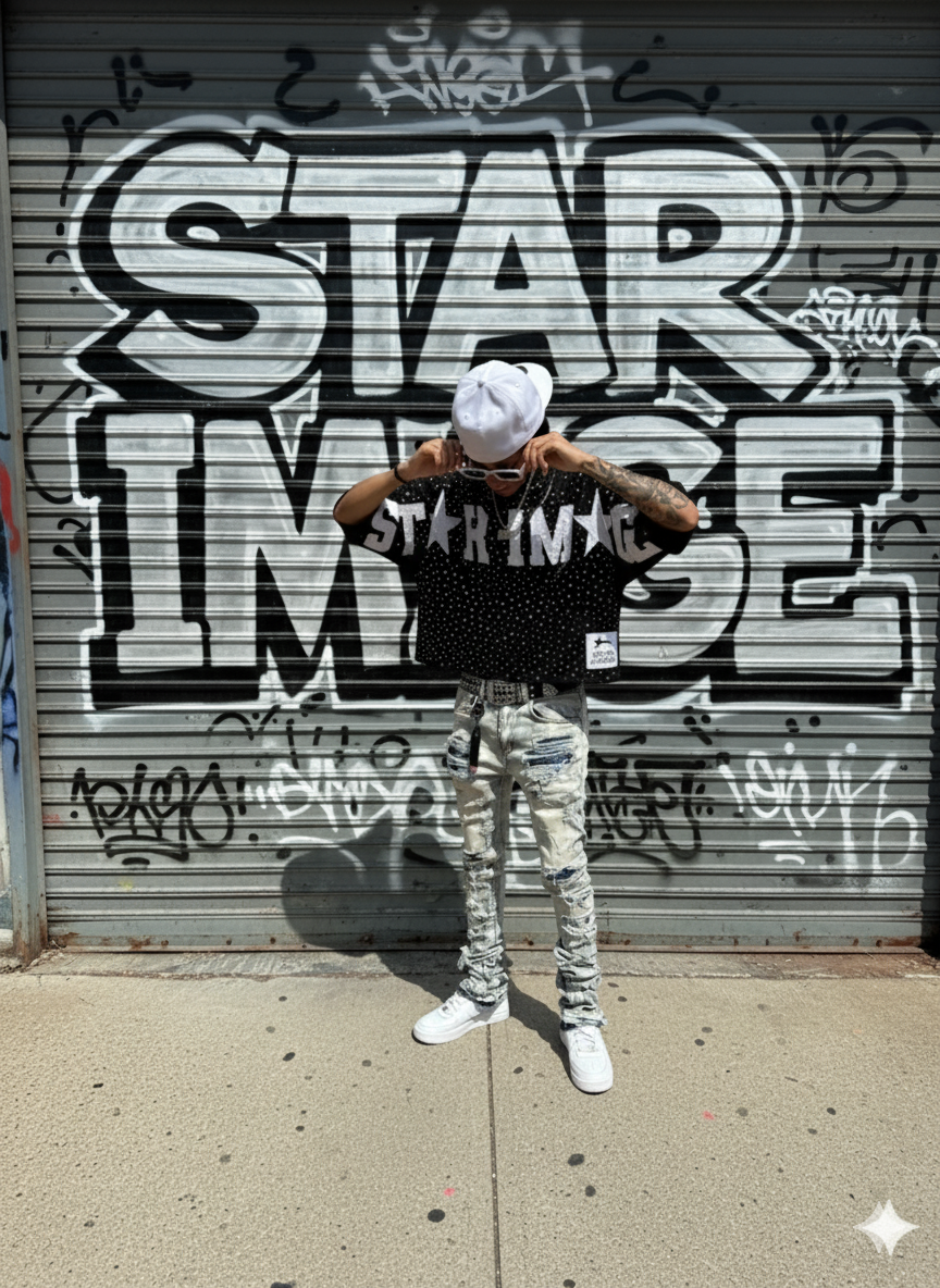 Black Rhinestone Cropped Tee